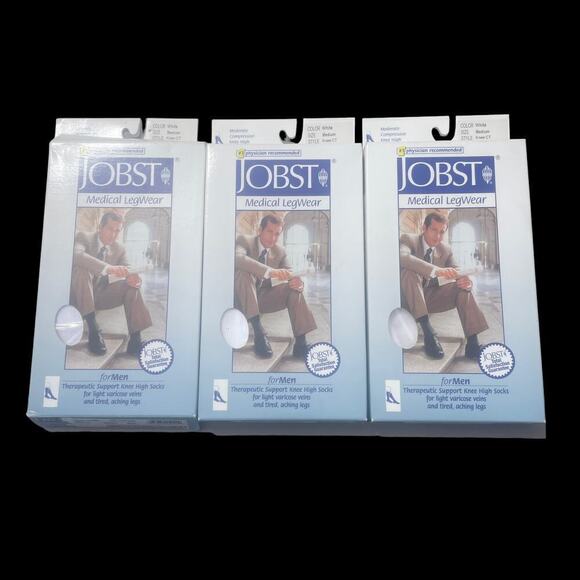 JOBST-Bundle-Medical LegWear Mod.  Compression 15-20 mmHg Knee-High White Sock - Picture 1 of 16